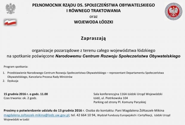 Zaproszenie dla organizacji pozarządowych