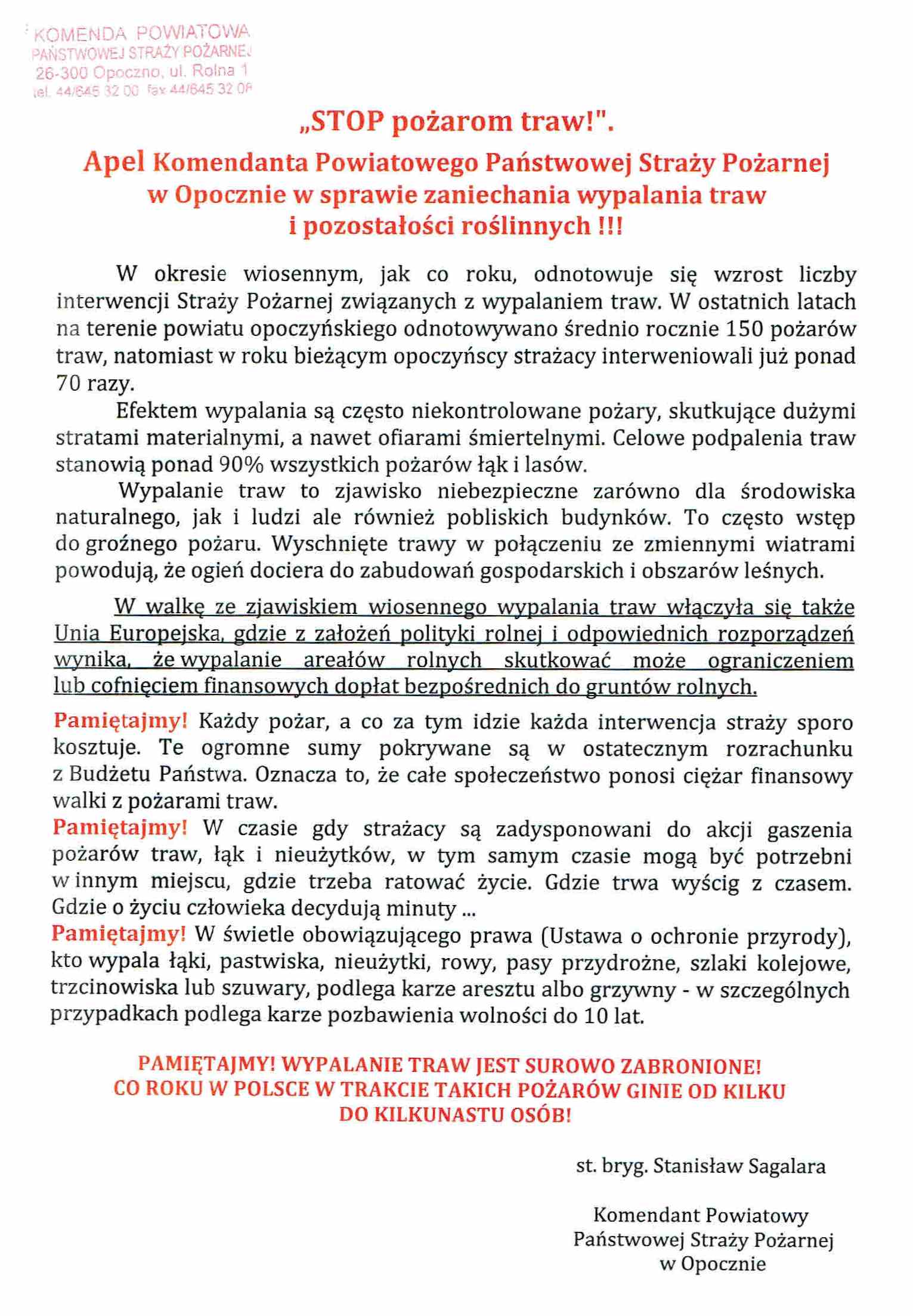 Stop Pożarom Traw