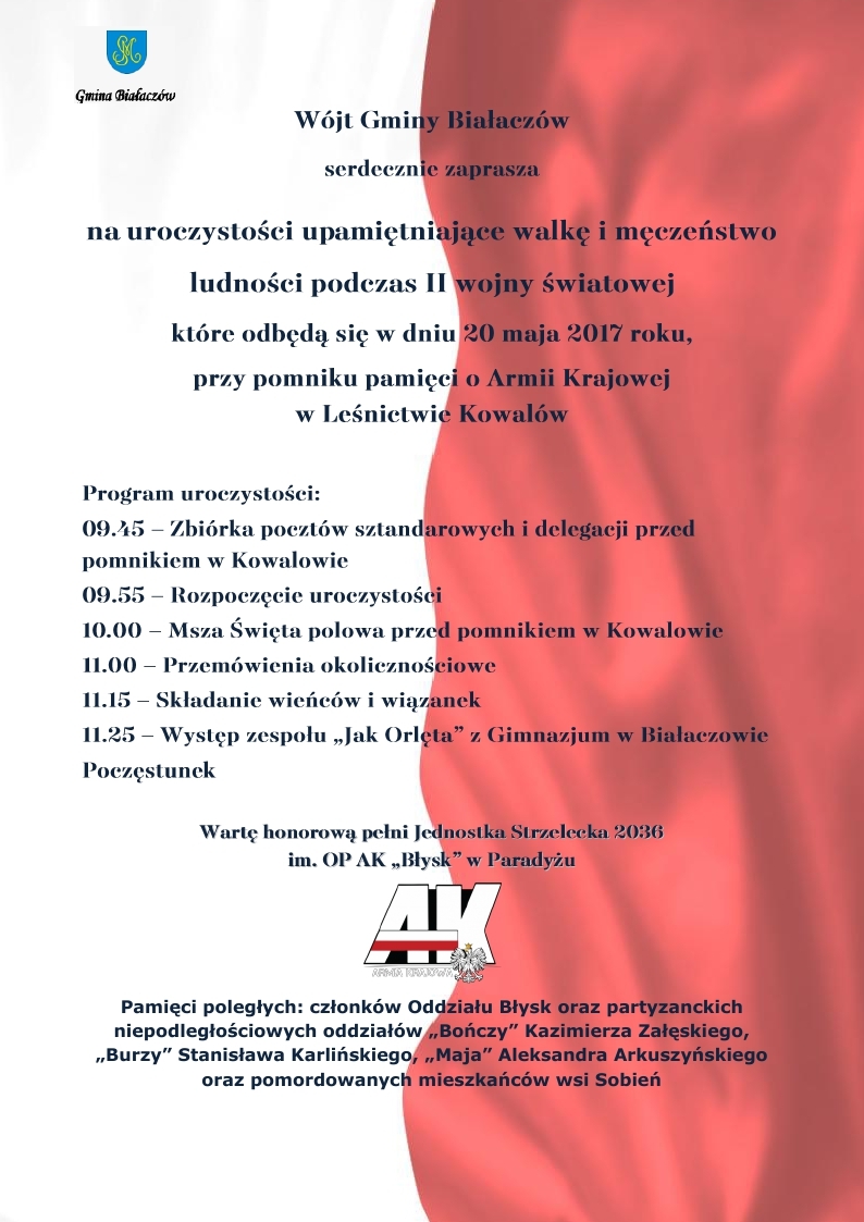 Zapraszamy na uroczystości w Kowalowie