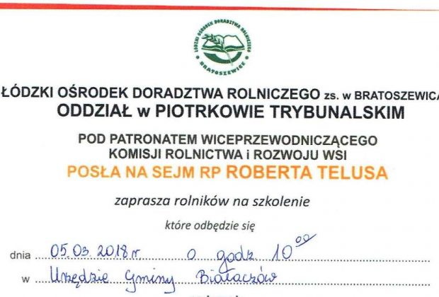ŁODR zaprasza rolników na szkolenie